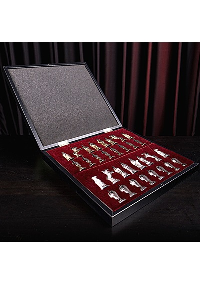Gifthome Orta Boy Metal Roma İmparatorluğu Satranç Takımı Parlak Ve Mermer Desenli Sandıklı Mdf Tahtası 36x36x6 Cm.