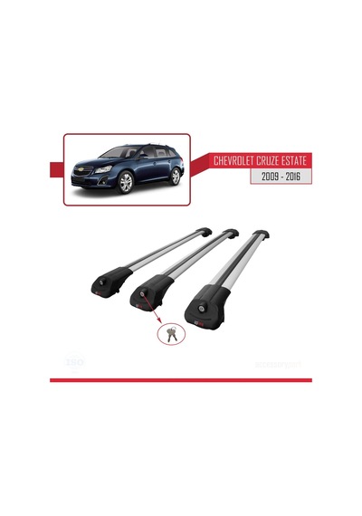 Chevrolet Cruze 2009-2016 Arası İle Uyumlu Ace-1 Ara Atkı Tavan Barı Gri 3 Adet Bar