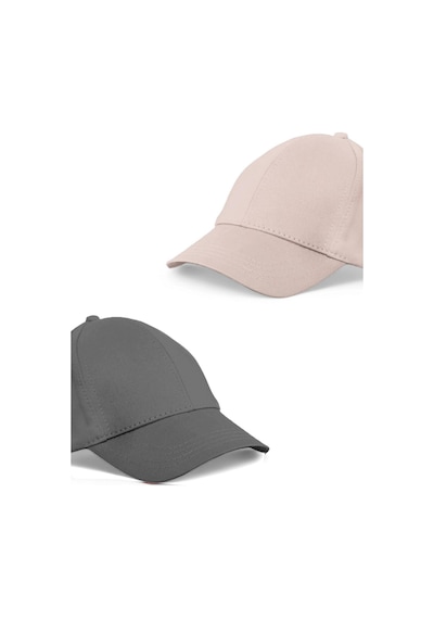 Unisex Gri Ve Taş Rengi 2'li Beyzbol Şapka Seti - Unisex Gri - Taş Rengi