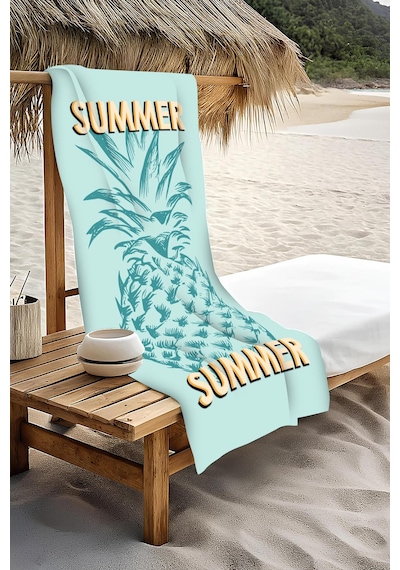 Dijital Baskı Plaj Deniz Havlusu Ananas Desenli Peştamal Hvl0093 Renkli