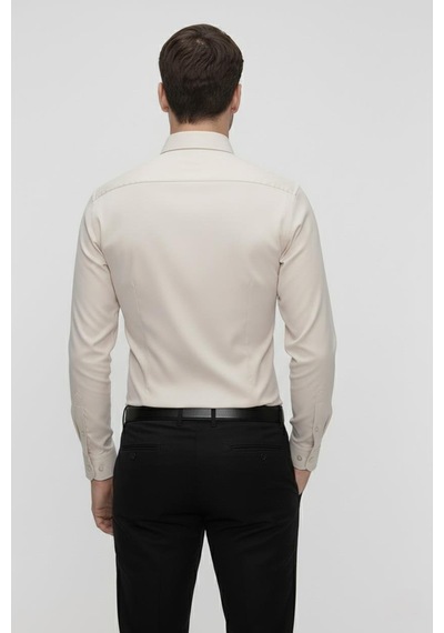 Efor Slim Fit Pamuk Saten Klasik Bej Gömlek Gk 624 Bej