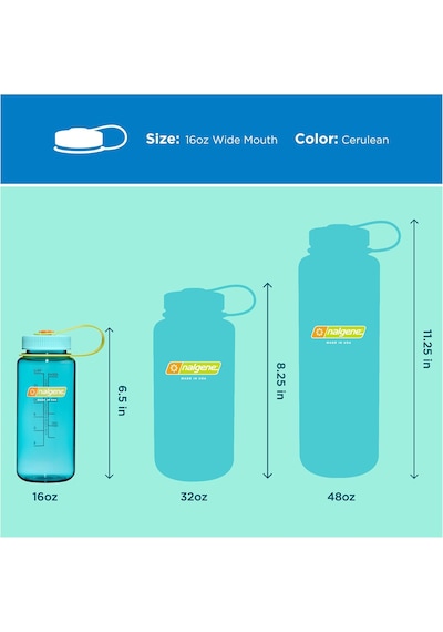 Nalgene Üniseks Yetişkin Geniş Ağızlı Sustain Şişesi, Cerulean, Çok Renkli