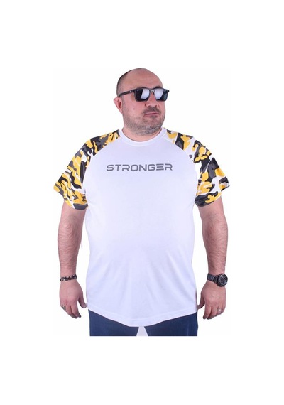 Starbattal Büyük Beden Raglan Sleeve Camouflage Erkek Tişört 23146 Hardal - Unisex Hardal