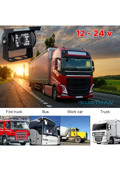 Tır Kamyon Uyumlu Metal Kasa 18 Ir Led Araç Kamera 12 24 V