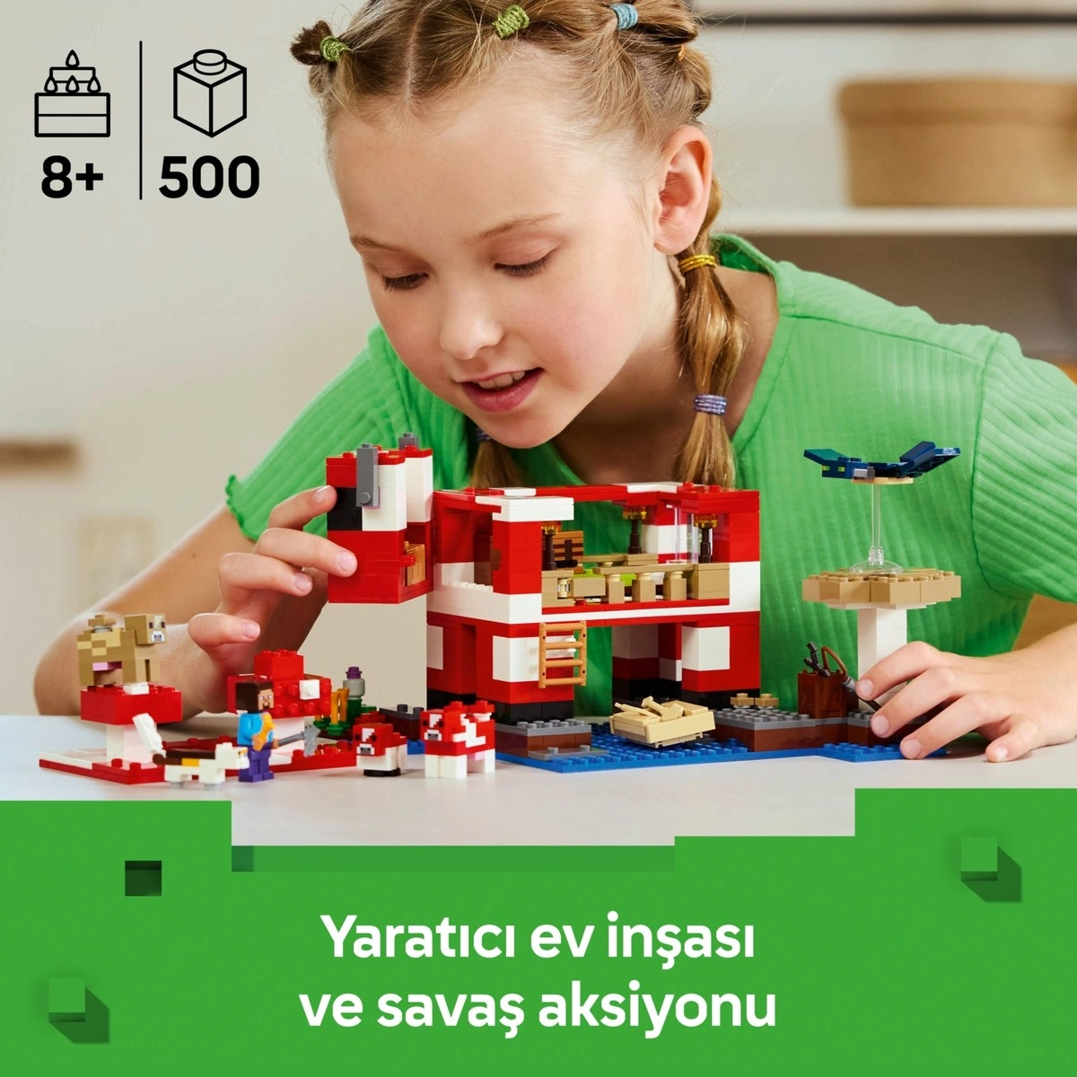 Lego 21270 Minecraft Mooshroom Evi 21270 - 8 Yaş & Üzeri Video Oyunu Seven Çocuklar İçin Yaratıcı Oyuncak Yapım Seti 500 Parça