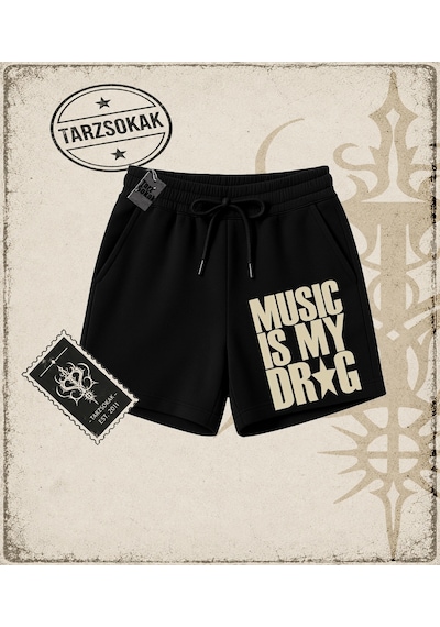 Tarzsokak Gotik & Grunge Streetwear Musıc Is My Drag Unisex Şort Siyah