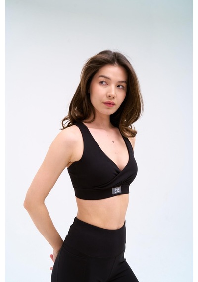 Normal People Runı - Spor Bra Şeftali Dokulu Peach Skin Kumaş Siyah