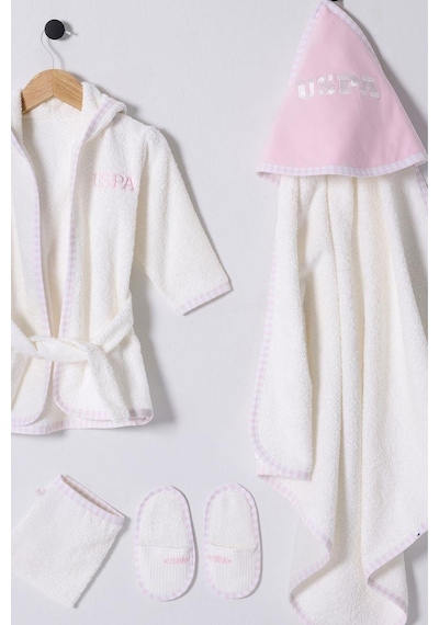 U.s. Polo Assn Kız Bebek Bornoz Set Ekru-2075 Standart