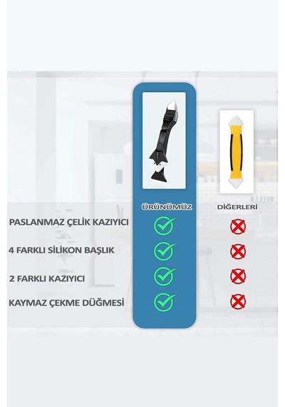 Fayans Ve Derz Temizleyici Bıçak Paslanmaz Çelik Fayans Arası Temizleyici Derz Dolgu Aleti Silikon S