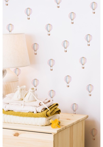 Watercolor Balonlar Sticker Seti Özel Kesimli Mat Yüzeyli Çocuk Bebek Odası Sticker Seti 44 Parça Dijital Baskı