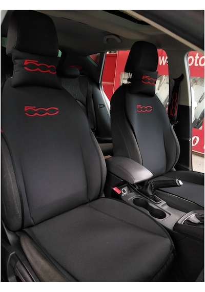 Fiat 500 Nakışlı Ön Ikili Oto Koltuk Kılıfı