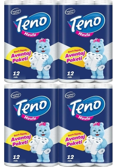 Teno Ultra Kağıt Havlu Çift Katlı 12 Li Paket (4 Lü Set) (Avantaj Pk Serisi)