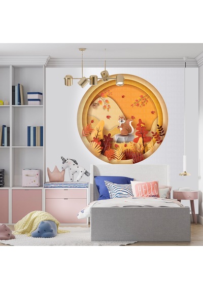 Daire Desende Sincap Çocuk Odası Poster Duvar Kağıdı