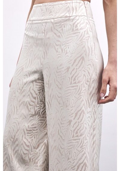 Sateen Zebra Desenli Pantolon - Bej-135975 Bej