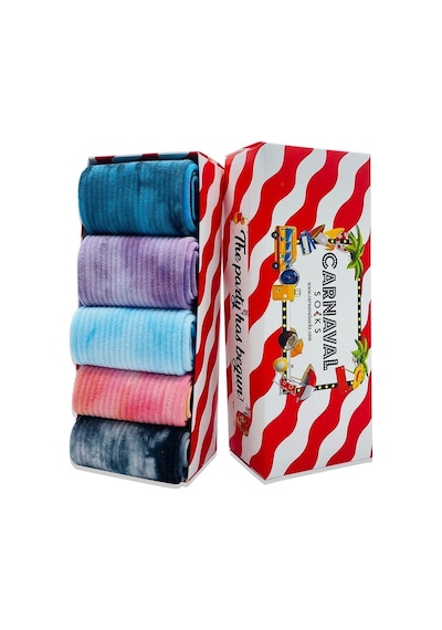 Carnaval Socks 5'li Batik Renkli Çorap Tasarımlı Renkli Tasarım Set Kutusu Renkli
