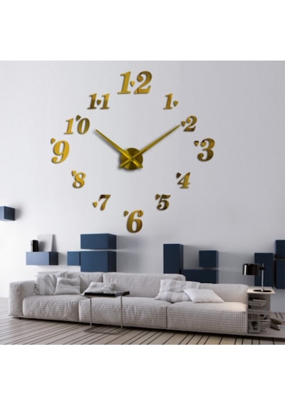 Modern Nesil Dıy 3D Dekoratif Büyük Boy Sticker Duvar Saati (399498349)