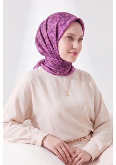 Silk Home Mini Floral Desen Soft Pamuk Eşarp Pembe