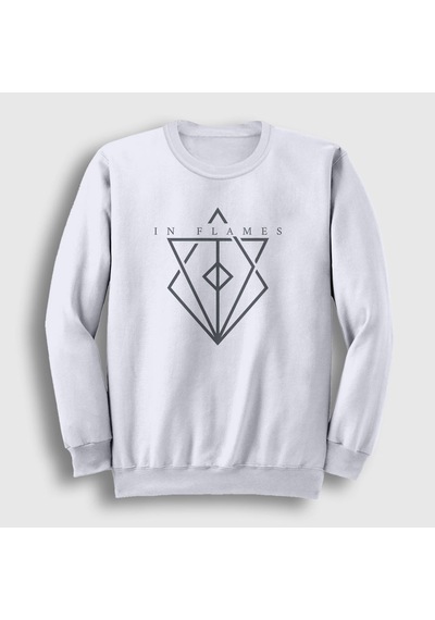 Presmono Unisex Fire In Flames Sweatshirt Beyaz