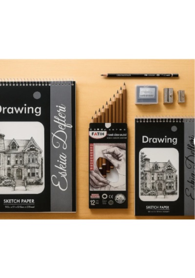 Dreamart Galery Karakalem Başlangıç Çizim Seti, Eskiz Çizim Defteri