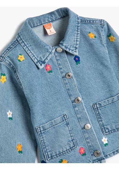 Koton Kot Ceket Uzun Kollu Çiçek İşlemeli Pamuklu Lıght Indıgo 4smg20001ad 4SMG20001ADLIN Koton Kot Ceket Uzun Kollu Çiçek İşlemeli Pamuklu Lıght Indıgo 4smg20001ad 4SMG20001ADLIN