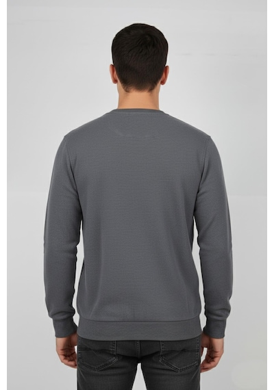 Baglan Erkek Büyük Beden Sıfır Yaka Selanik Sweatshirt Bgl-st04871 Koyu Gri