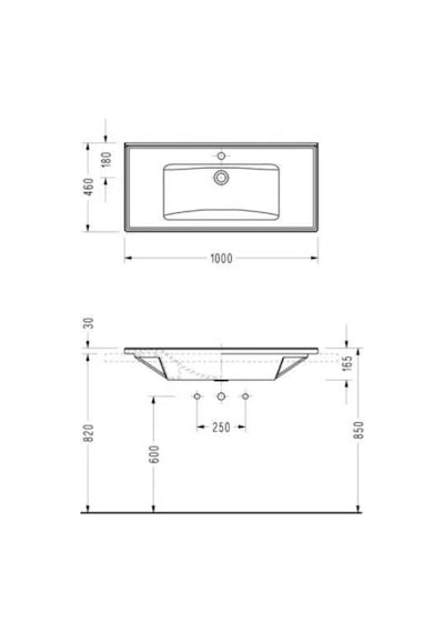 Serel - Tek Parça Etajerli Lavabo Beyaz 100x46 Cm  - 3037tds110h- Diğer