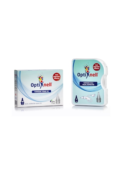 Optinell Yumuşak Uçlu Burun Aspiratörü ve Yedek Uç 2'li + Yedek Ucu 10'lu (Otribebe Uyumlu)