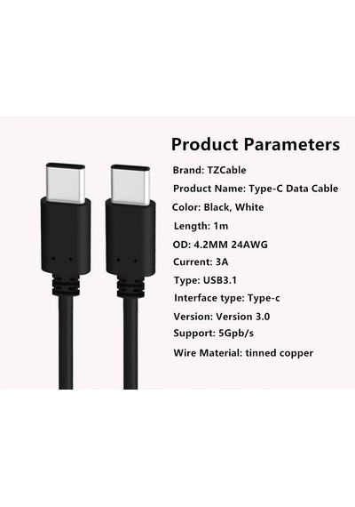 30 cm. USB 3.1 Type-C To Usb 3.1 Type-C Erkek Data & Şarj Kablo