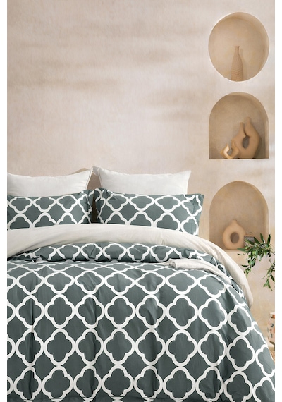 İqon Lastikli Çarşaflı Nevresim Takımı Tek Kişilik Petek Gri
