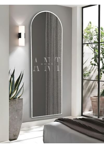 Dekoratif Ayna Oval Boy Ayna Duvar Aynası 180x60 Cm 180 X 60 Beyaz Antno25b Beyaz