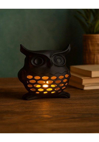 3d Dekoratif Baykuş Mumluk , Tealight Mumluk , Bohem Rustik Ev Dekoru , Hediyelik Romantik Aydınlatma