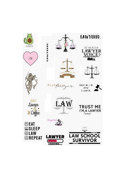 Hukuk Avukat Lawyer Temalı 18'li Sticker Seti