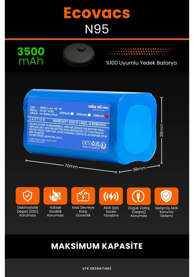 Ecovacs Deboot N95 3500mah Robot Süpürge Bataryası