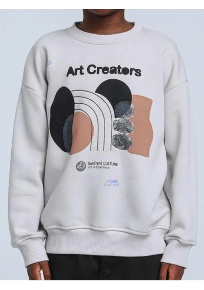 Jack Lions Erkek Çocuk Art Creators Yazılı İnce Şardonlu 2 İplik Sweatshirt-14256 Gri