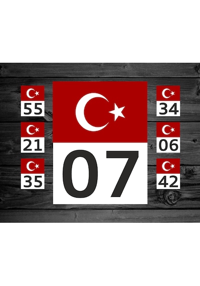 Kişiye Özel Plaka Ve Ay Yıldız Sticker - Türk Bayrağı İl Plaka Sticker - Araba Oto Motosiklet Karavan Araç Cam Sticker - 00192 8x6 Cm