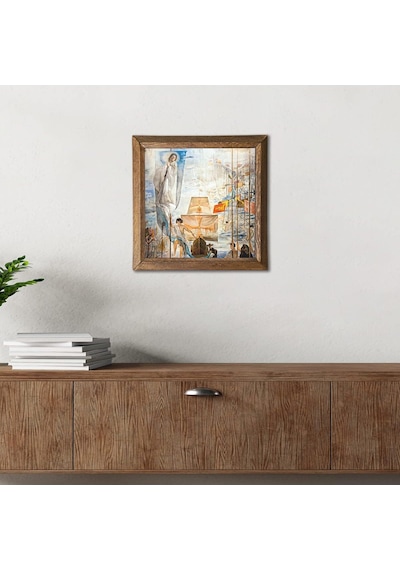 Pinecone Salvador Dalí Amerika Nın Kristof Kolomb Tarafından Keşfi Taş Duvar Tablosu Ahşap Çerçeveli Duvar Dekoru Wall Art 25x25cm W1-305