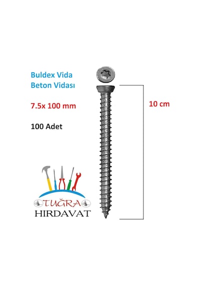 Buldex Vida 7.5X100 Dübelsiz T30 Torx Buldeks Vida 10 CM 100 Adet