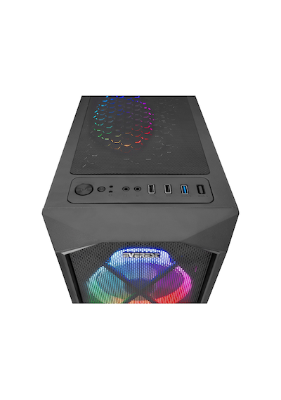 Everest Flat Mesh 4x12 CM RGB Fanlı Bilgisayar Kasası Siyah