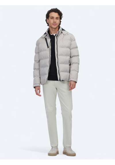 Kip Bej Regular Fit Kapüşonlu Casual Dokuma Mont