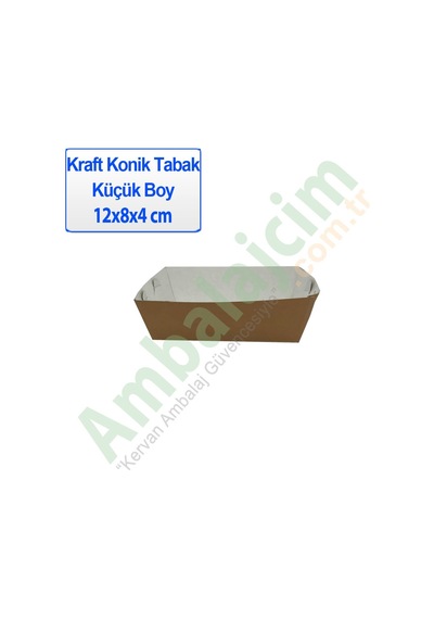 Kutu Kumpir Konik Tabak Kraft Küçük 12X8X4 Cm 100 Adetli