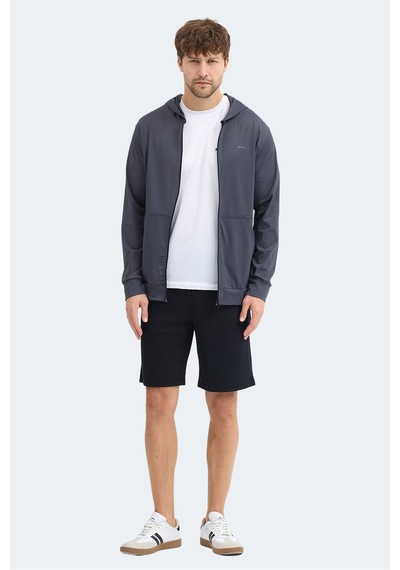 Slazenger Kelenor Erkek Kapüşonlu Cepli Koyu Gri Sweatshırt Koyu Gri