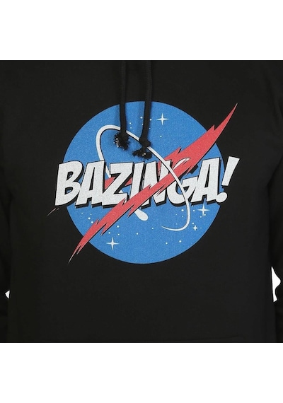 Bant Giyim - Big Bang Theory Nasa Bazinga Siyah Kapşonlu