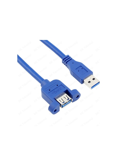 Panel Tipi Vidalı USB 3.0 Dişi-Erkek Uzatma Kablosu - 1Metre