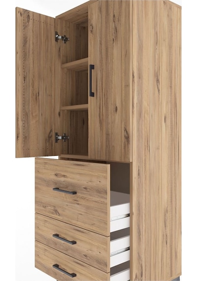 Hyperion Dolap 3 Raflı 3 Çekmeceli 2 Kapaklı 60x44x163 Çam-çam Atlas Çam