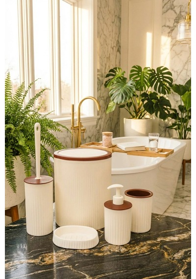 Makri Home Banyo Seti, Yuvarlak, Beyaz, Hacim: 6 Litre Beyaz