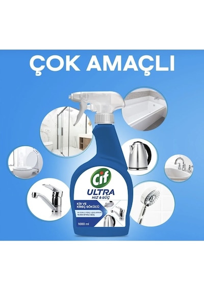Cif Ultra Hız & Güç Kireç Sökücü Sprey Leke ve Kir Çıkarıcı 2 x 1 L