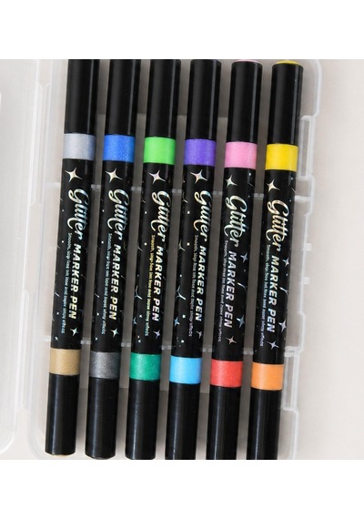 6 Lı Çift Taraflı Simli Kalem Set