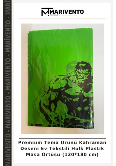 Premium Tema Ürünü Kahraman Deseni Ev Tekstili Hulk Plastik Masa Örtüsü 120 180 Cm Çok Renkli