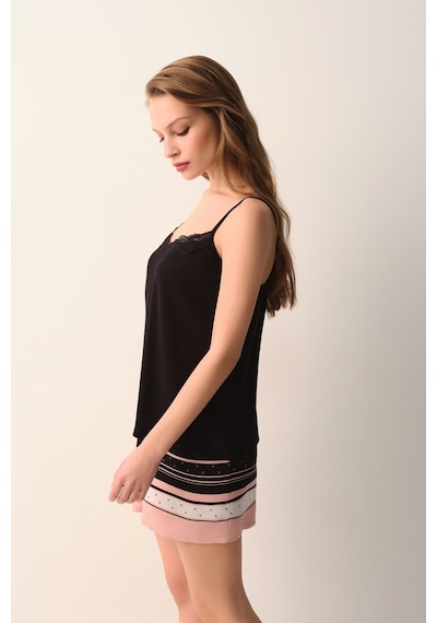 Suwen Monogram Atlet Şort Pijama Takımı Sh26514667911 Siyah