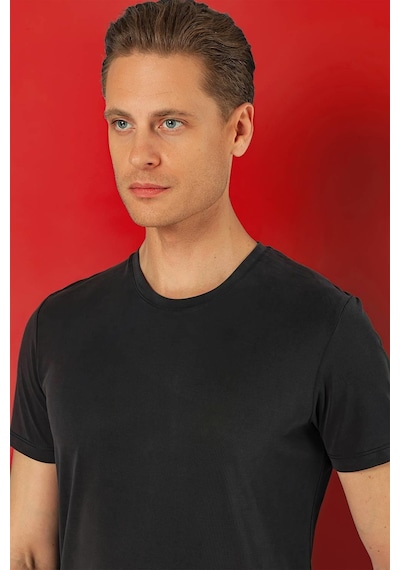 Efor Slim Fit Bisiklet Yaka %100 Pamuk Antrasit Tişört Ts 878 Antrasit